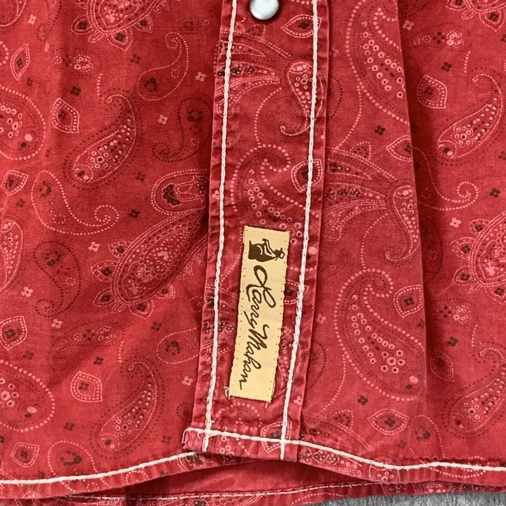 Larry Mahan Red Paisley Men's XL Cowboy Collection Pearl Snap Shirt 100% Cotton - Picture 7 of 11